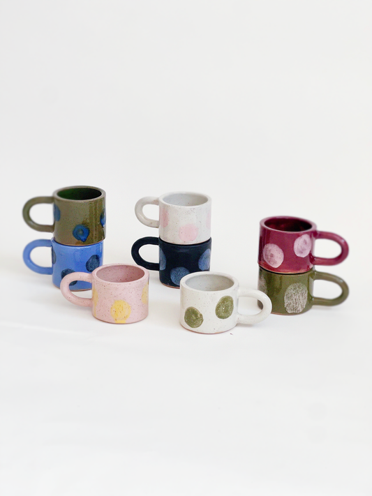 Small Dots Over Color Handmade Ceramics Mug