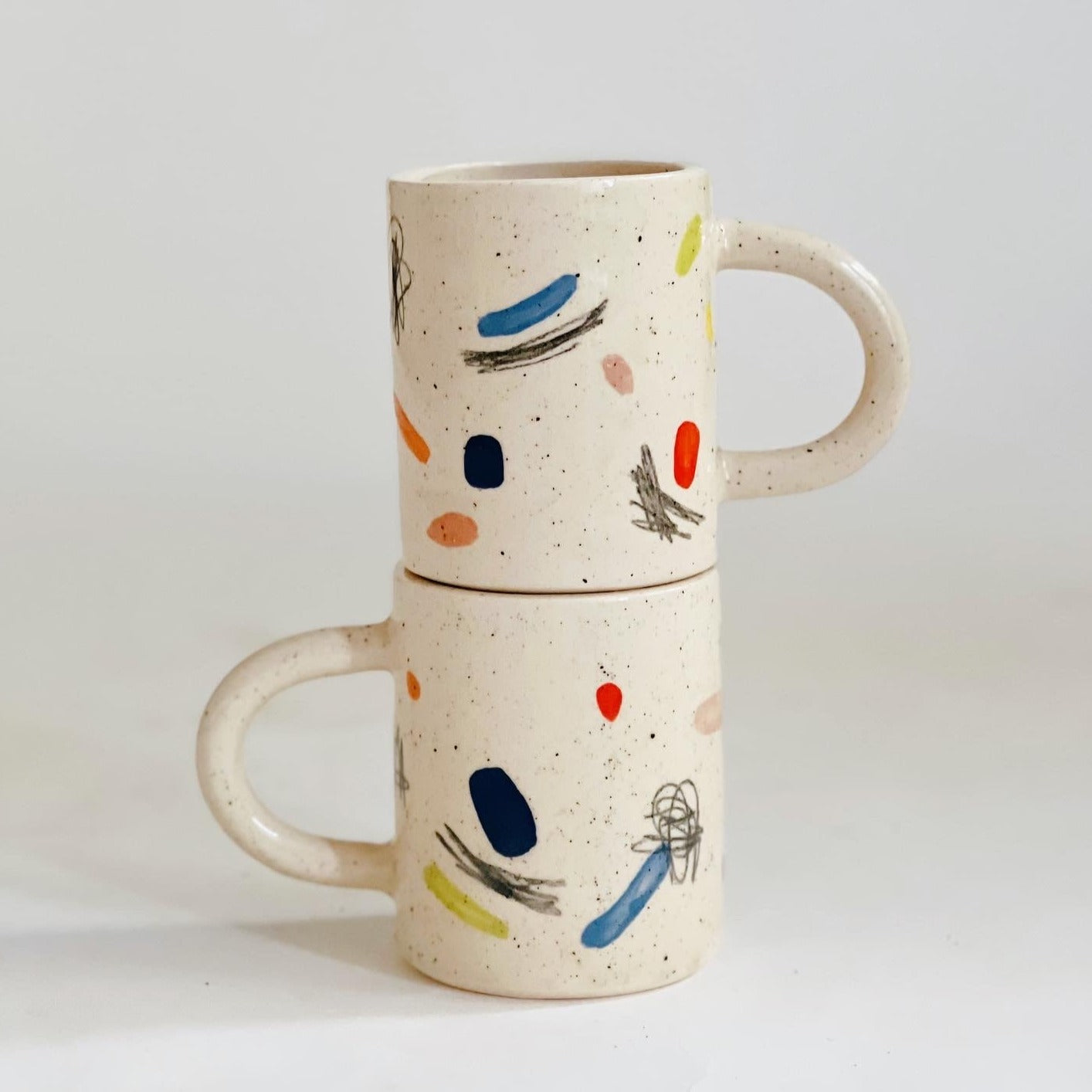 Large Sprinkles Dots and Sketch Handmade and Hand-painted Ceramics Mug