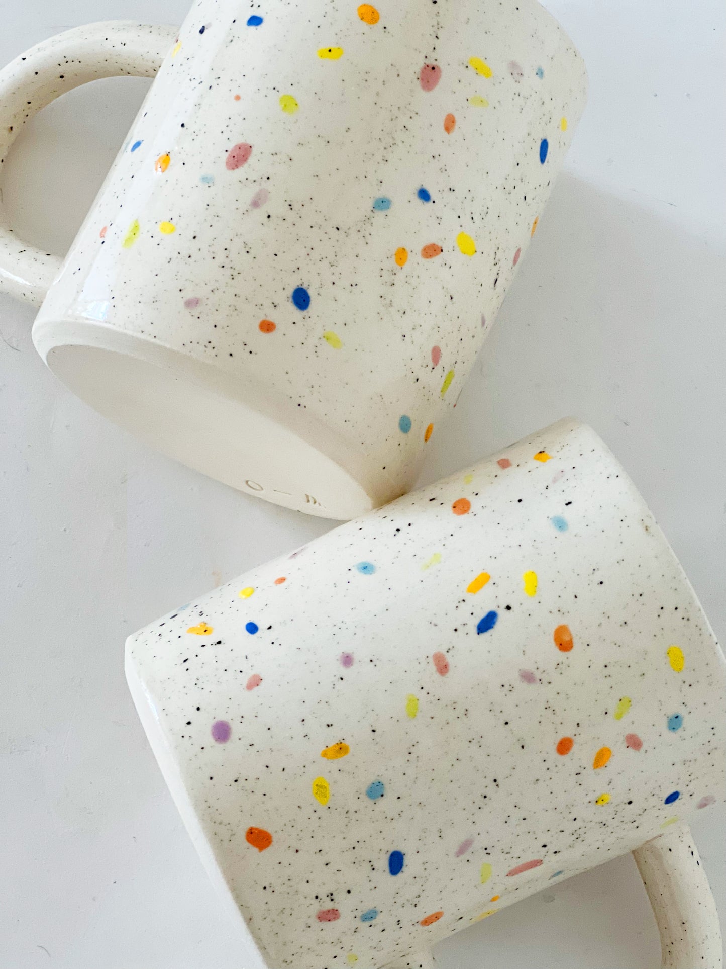 Large Double Sprinkles Handmade Ceramic Mug - Multi colors