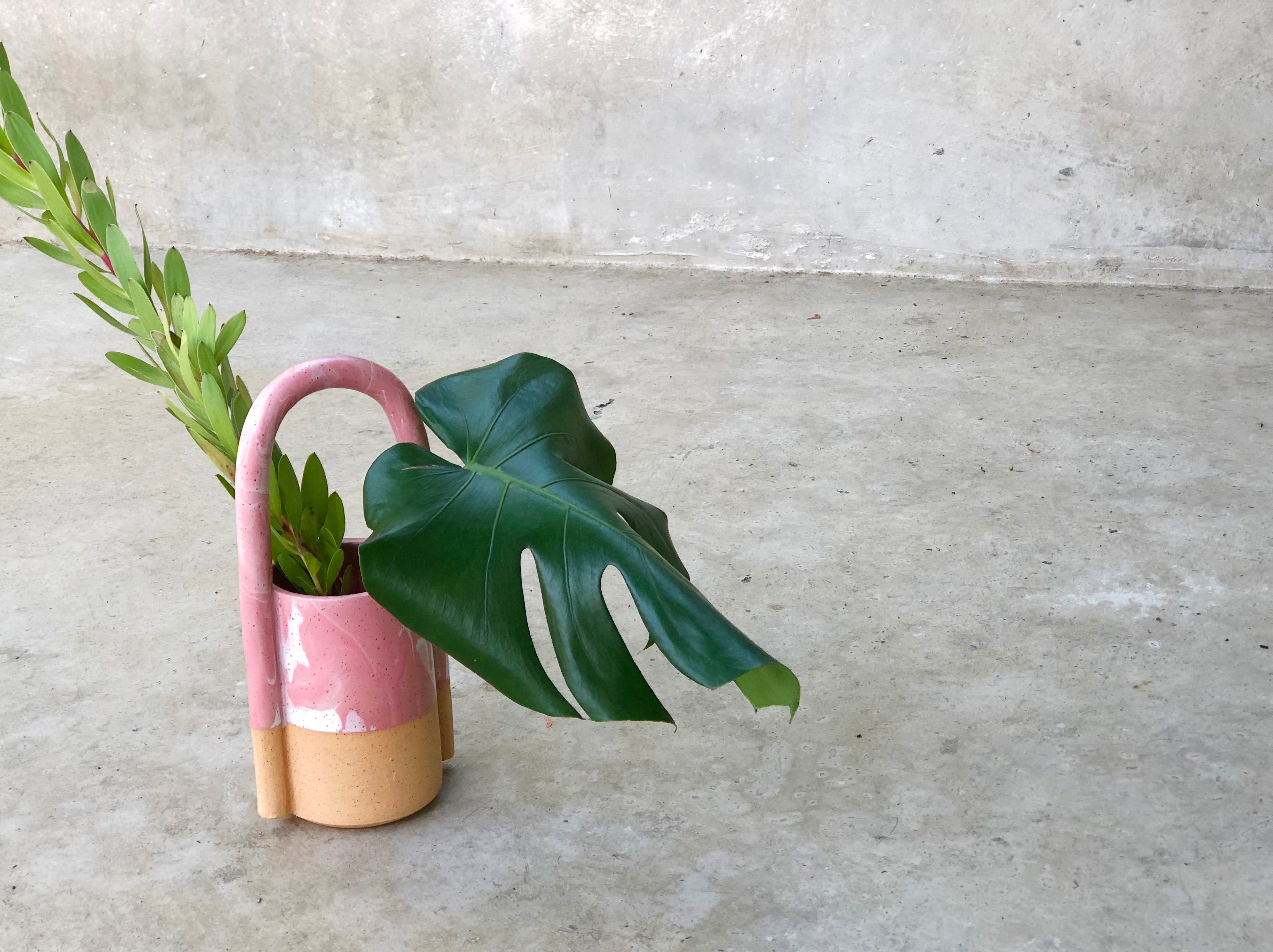 Long Bucket Marble Pink Planter