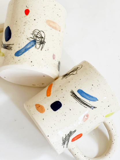 Large Sprinkles Dots and Sketch Handmade and Hand-painted Ceramics Mug