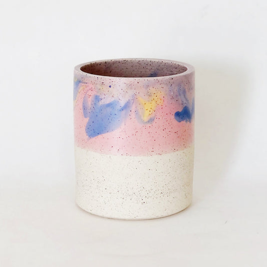 Rainbow Marbled on White Speckled Planter