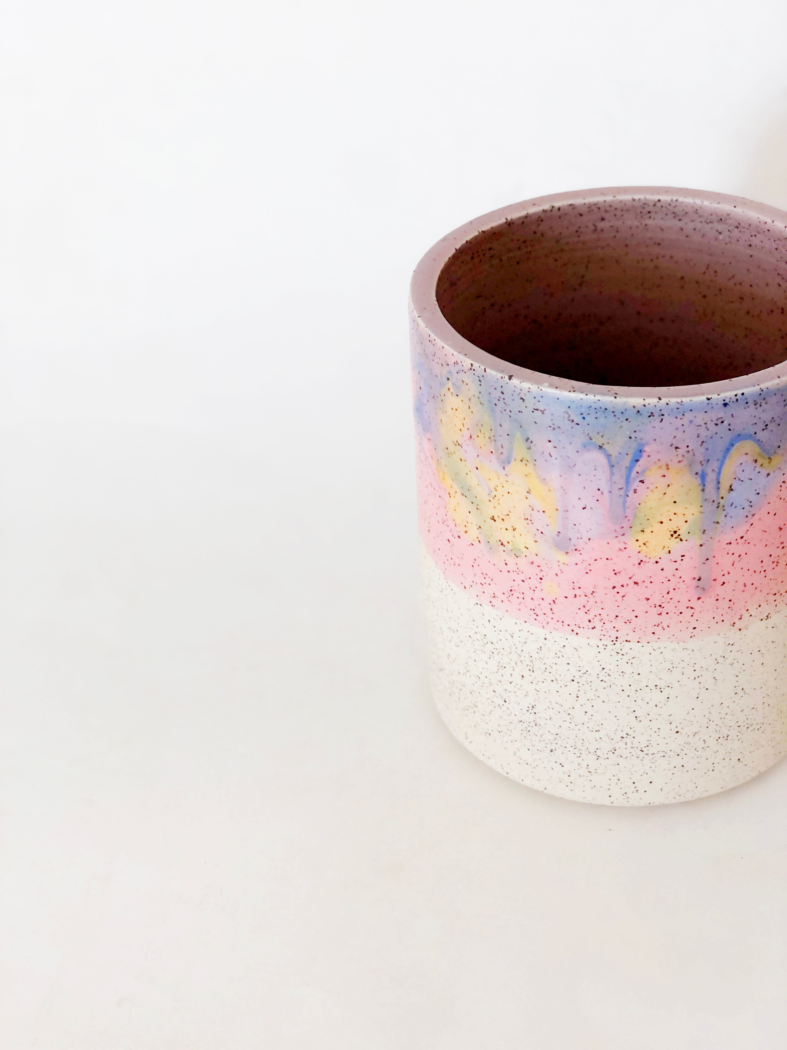 Rainbow Marbled on White Speckled Planter