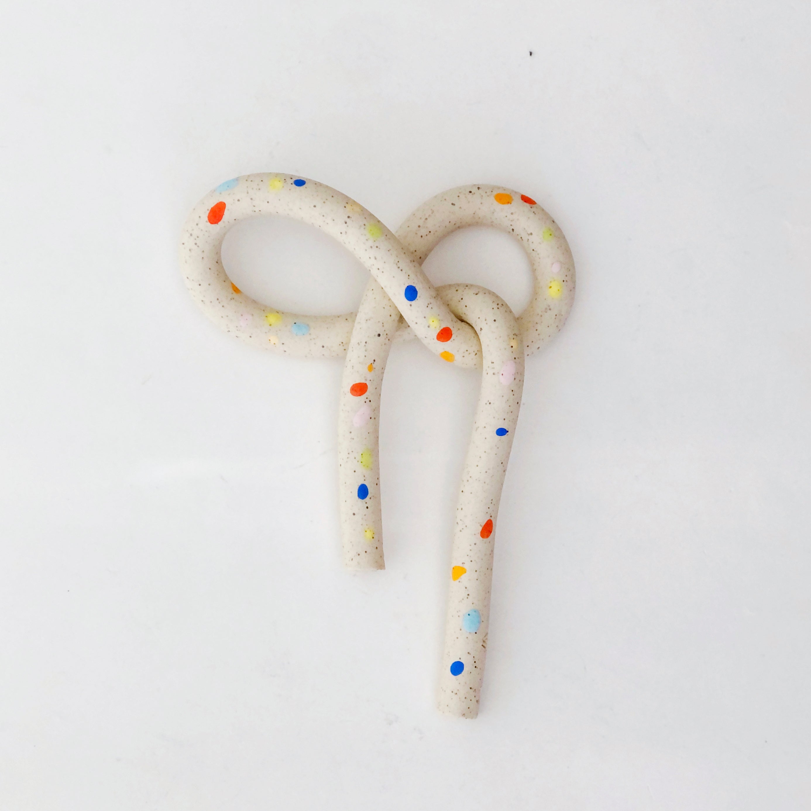 Clay Object 36 - Sprinkle on White Speckled Bow