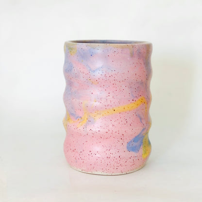 Ripple Rainbow on White Speckled Vase 01