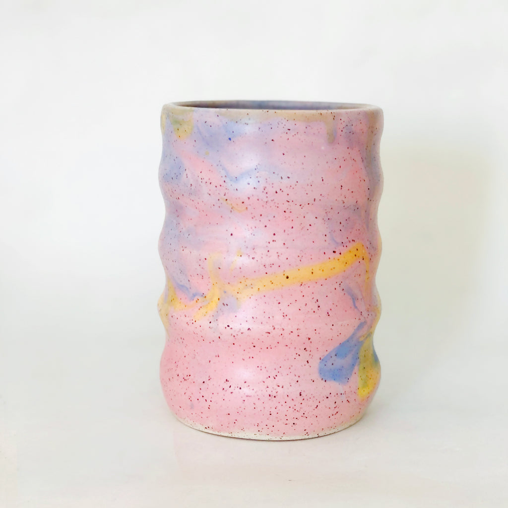 Ripple Rainbow on White Speckled Vase 01