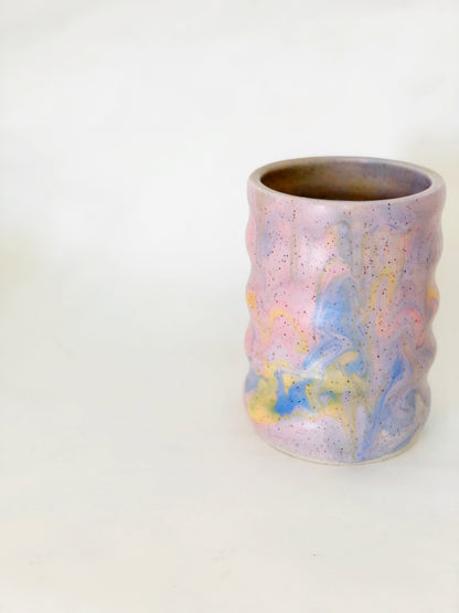 Ripple Rainbow on White Speckled Vase 01