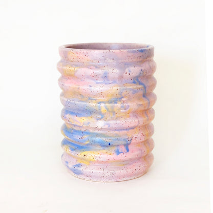 Ripple Rainbow on White Speckled Vase 02