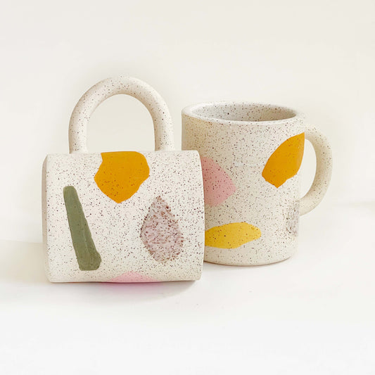 Color and Texture on White speckled Mug