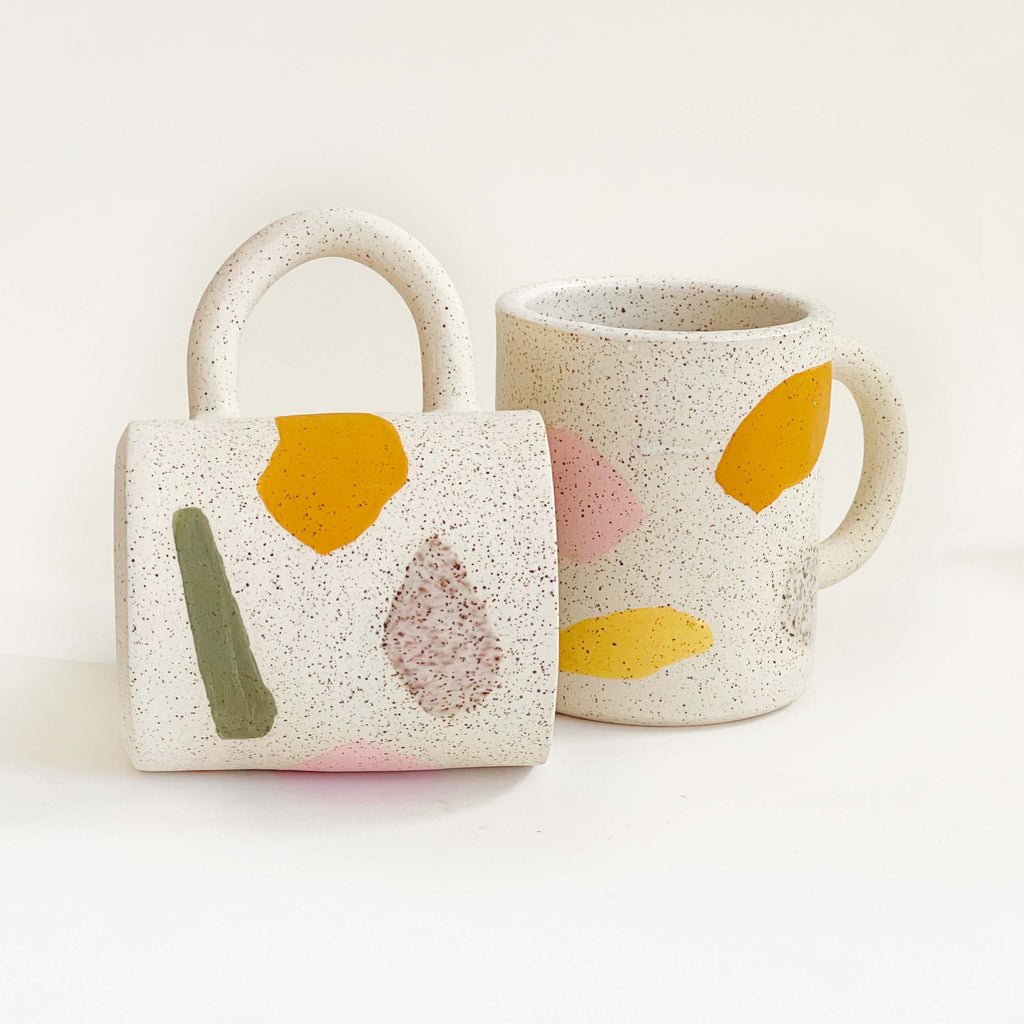 Color and Texture on White speckled Mug