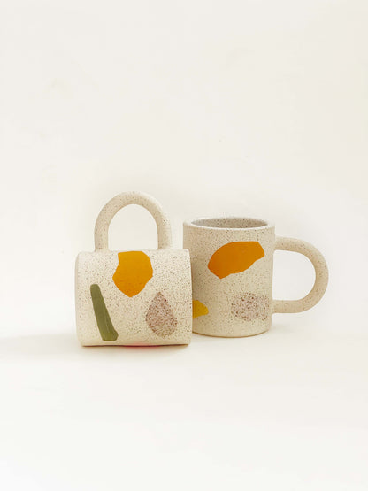 Color and Texture on White speckled Mug