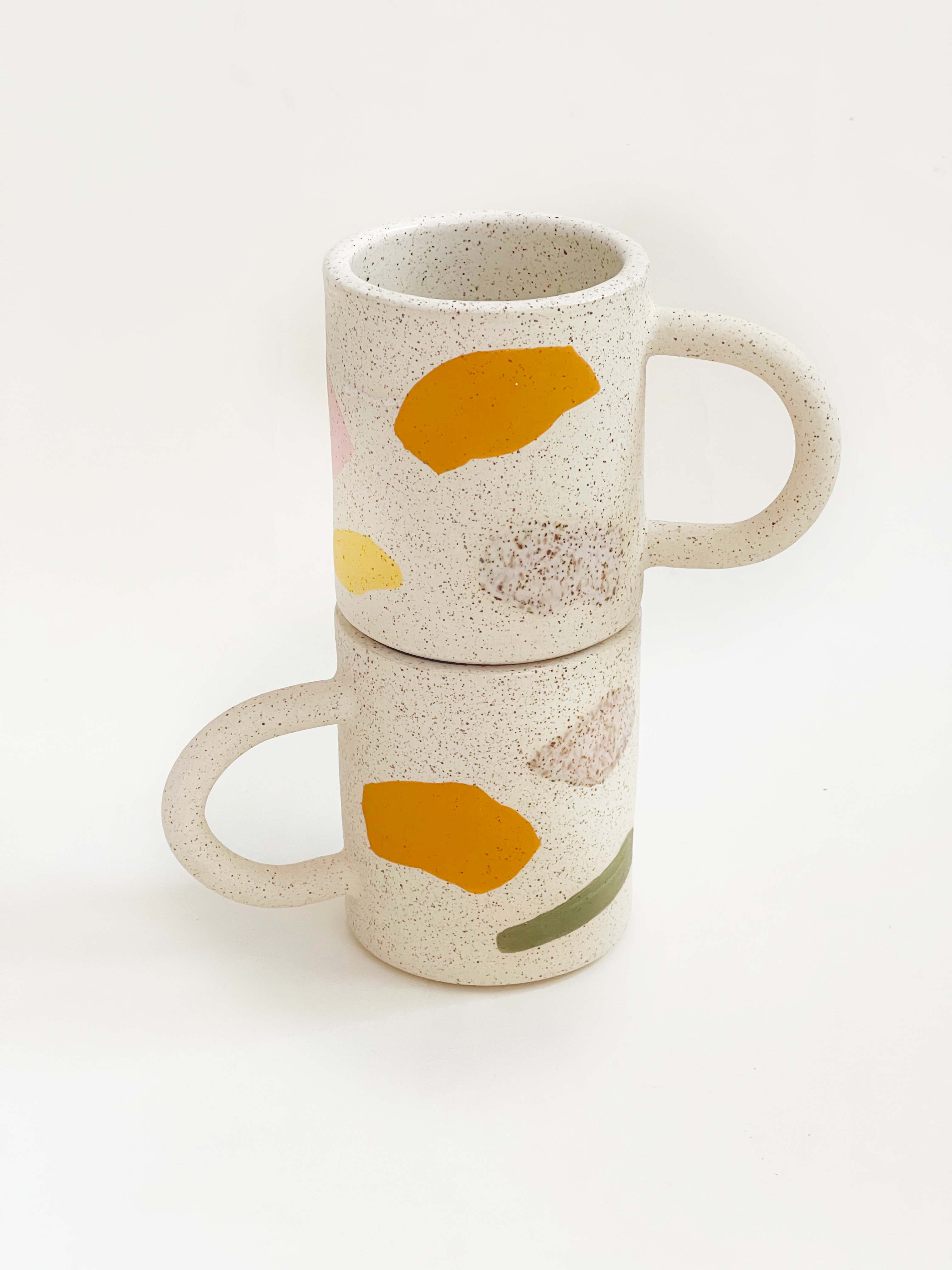 Color and Texture on White speckled Mug