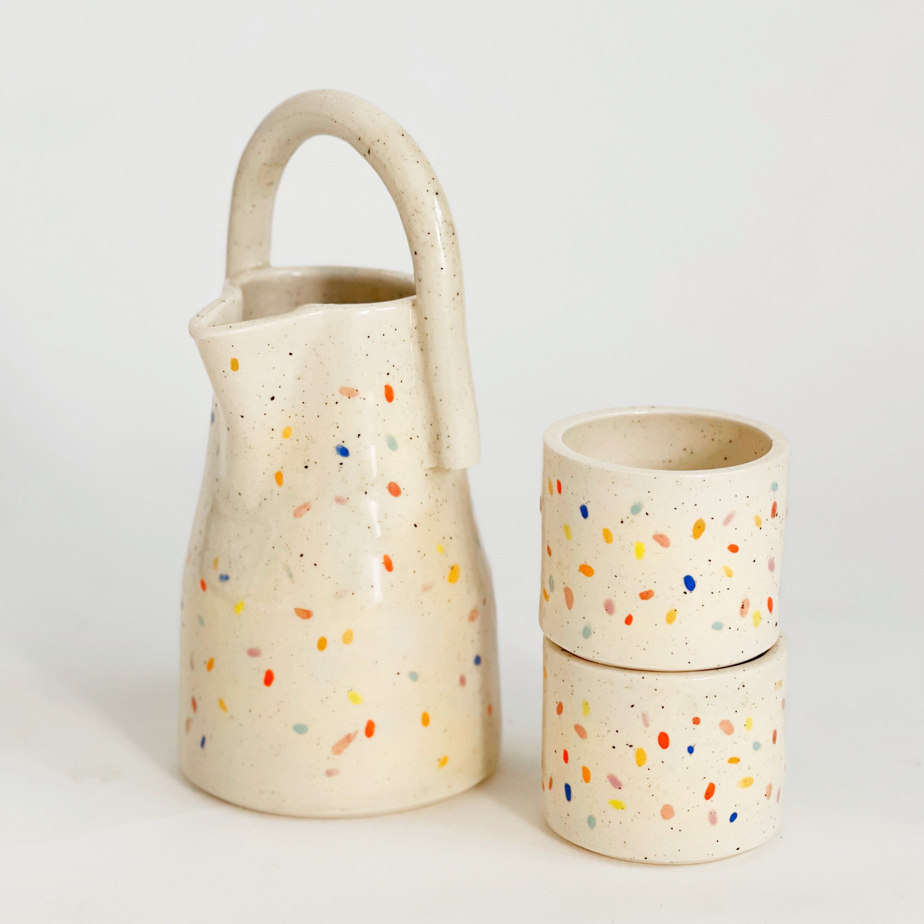 Double Sprinkles Handle Pitcher and Small Cups set