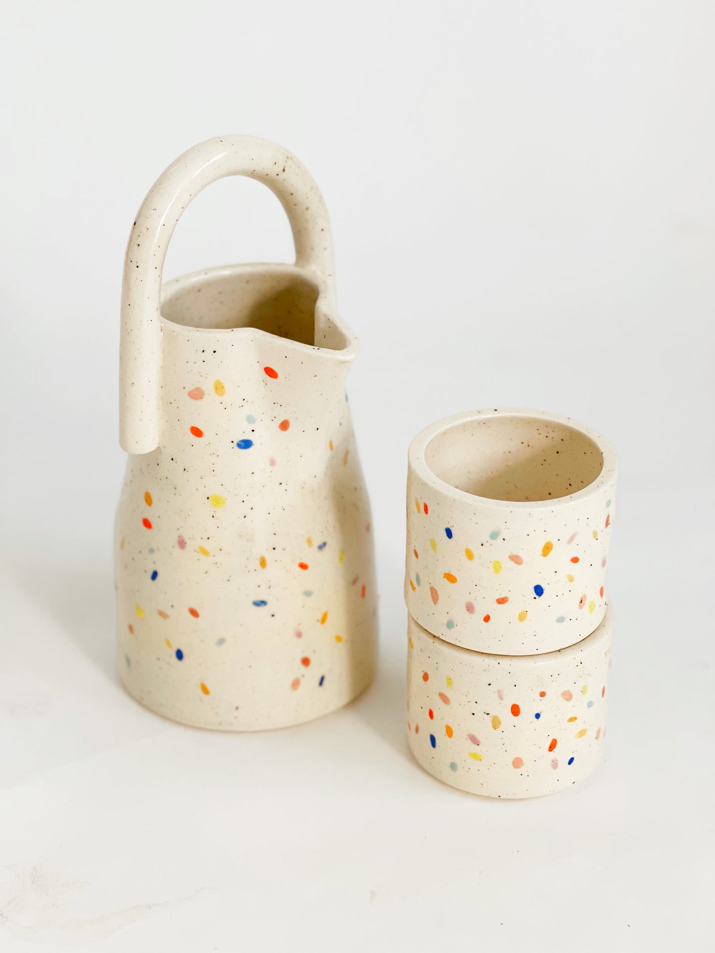 Double Sprinkles Handle Pitcher and Small Cups set