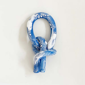 Clay Object 71- Small blue with white texture knot