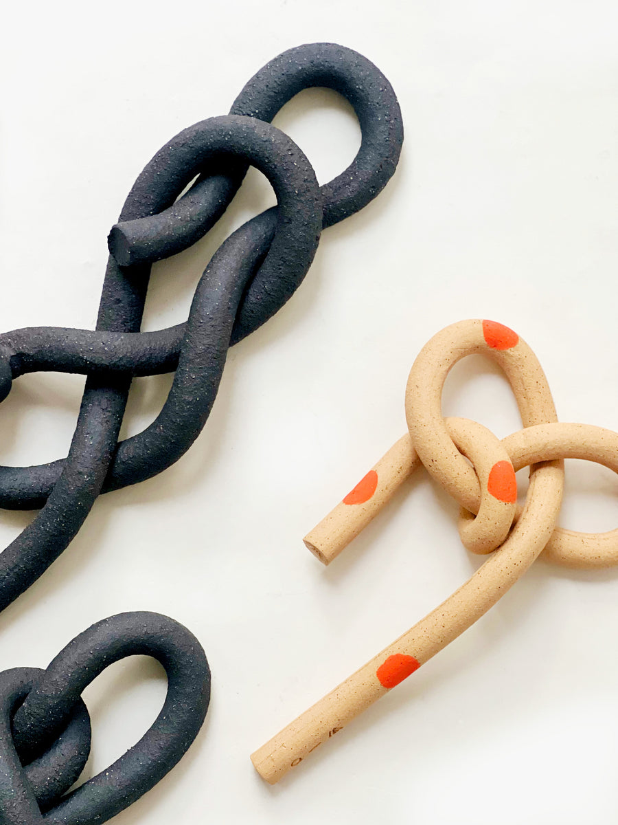 Clay Object 79- Dot on Knot (Dark Brown) – O-M Ceramic