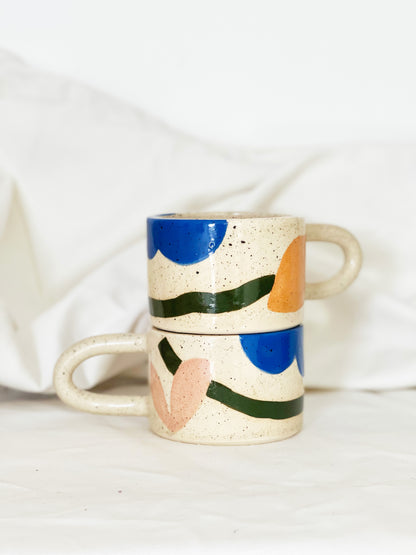 Wide Hand-painted Sprinkle on White Mug