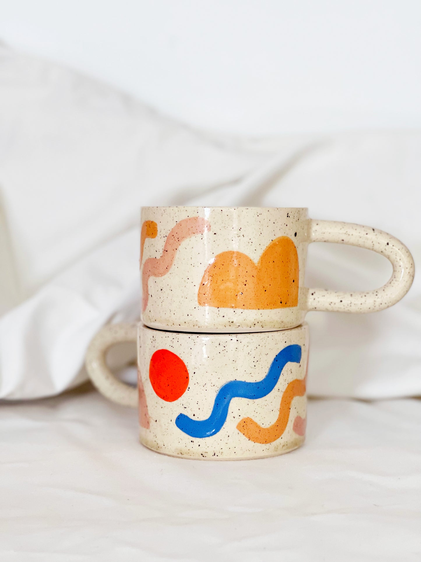 Wide Hand-painted Sprinkle on White Mug