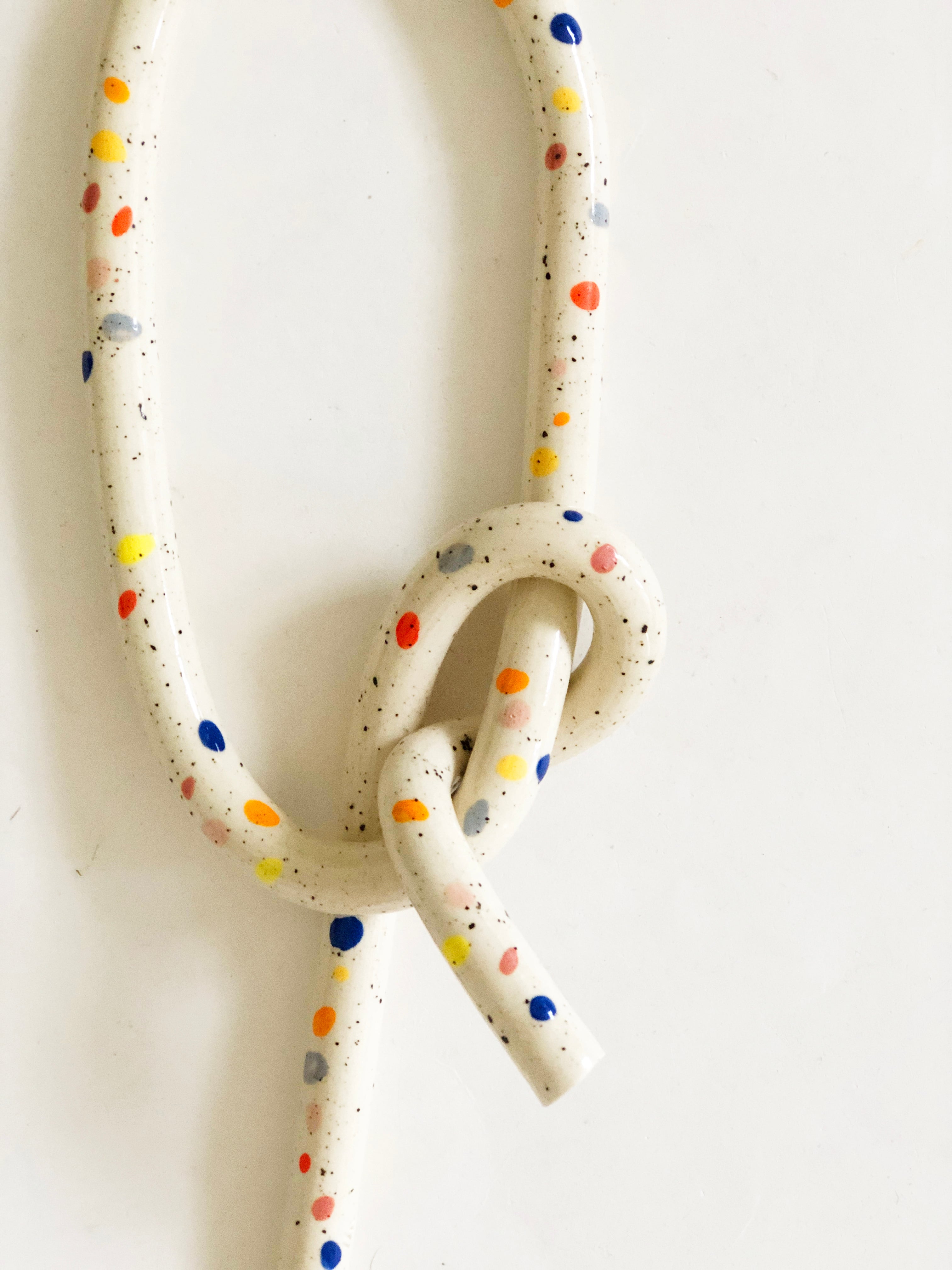 handmade, los angeles, ceramic, clay object, wall  hanging, art, pottery, clay object, rope, sprinkles