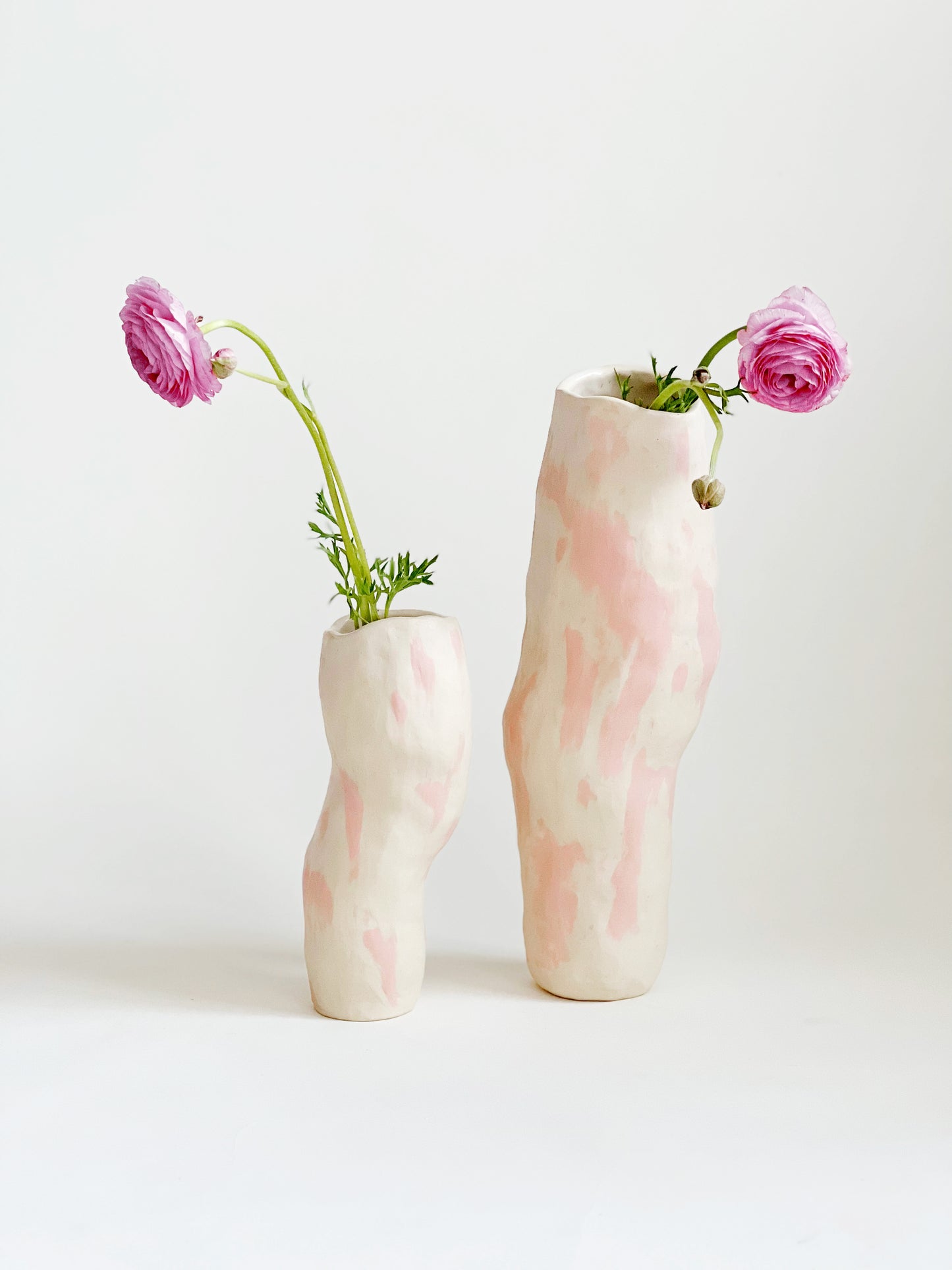 Ready to ship: Pink on Cream Flow Vase