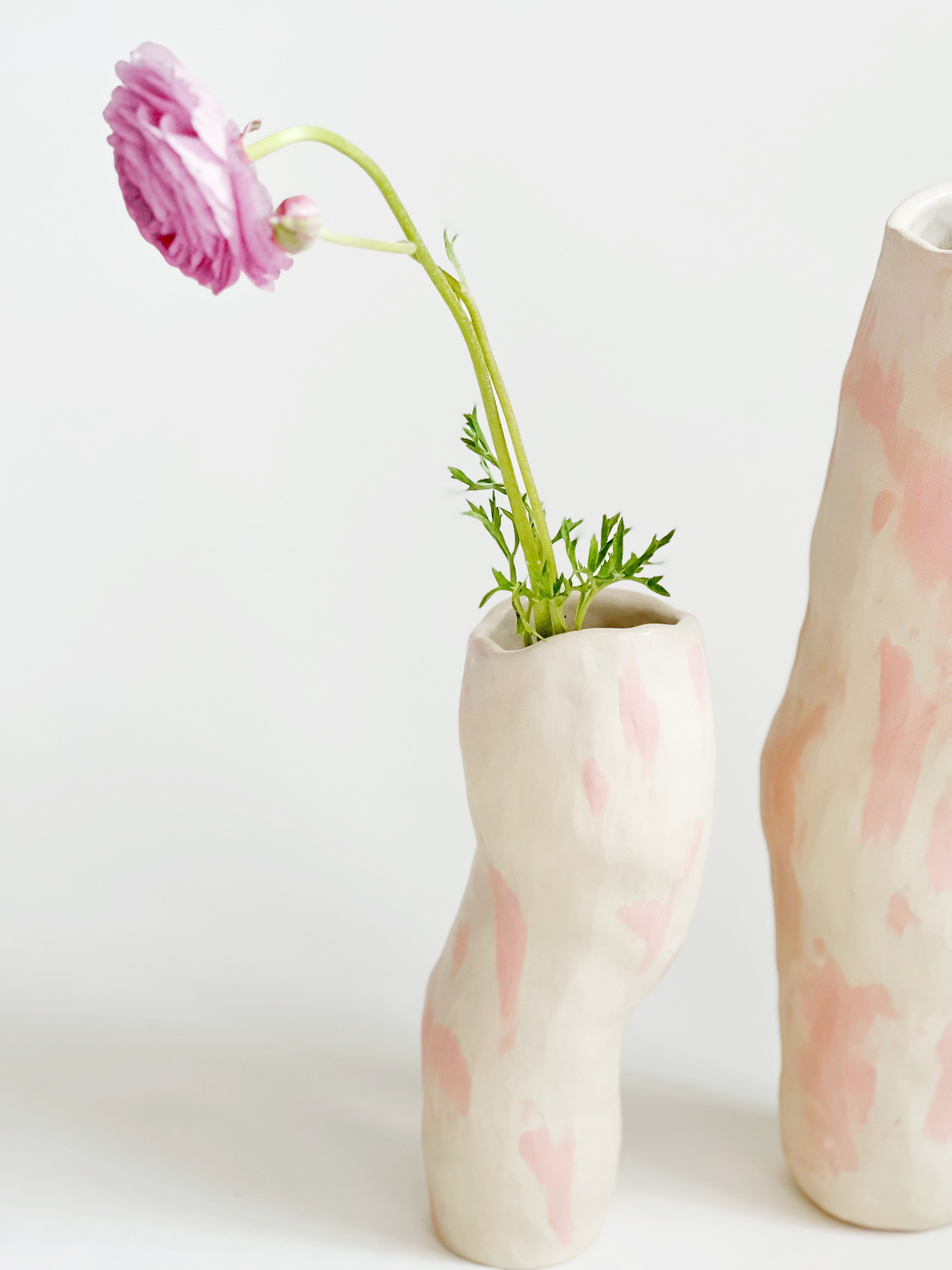 Ready to ship: Pink on Cream Flow Vase