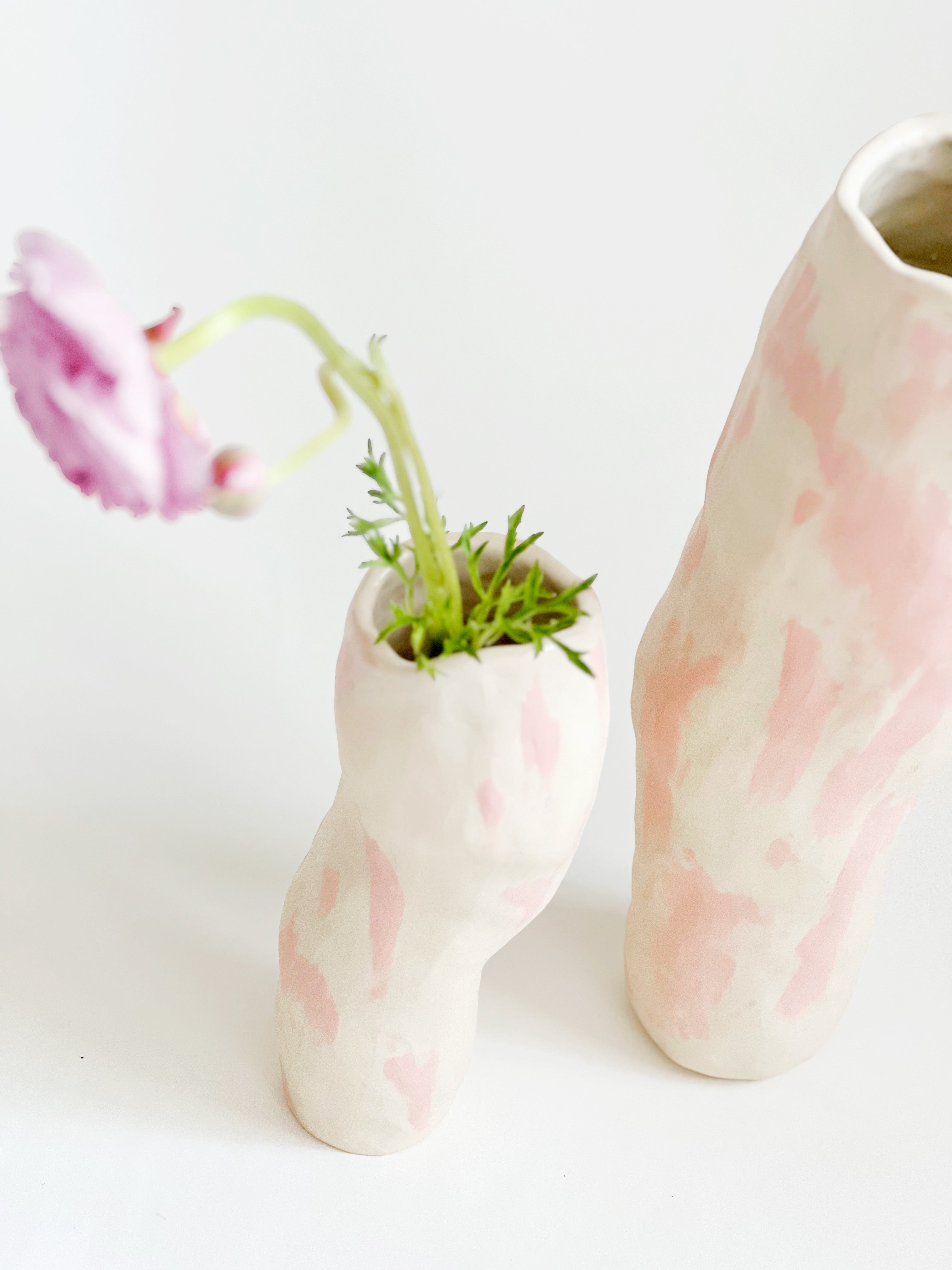 Ready to ship: Tall Pink on Cream Flow Vase