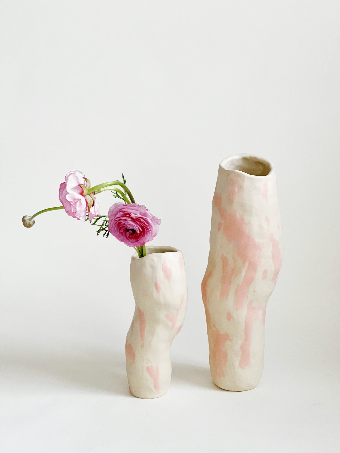 Ready to ship: Tall Pink on Cream Flow Vase