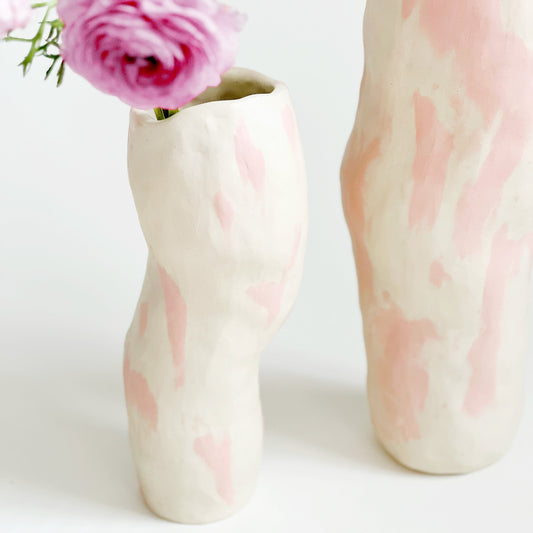 Ready to ship: Pink on Cream Flow Vase