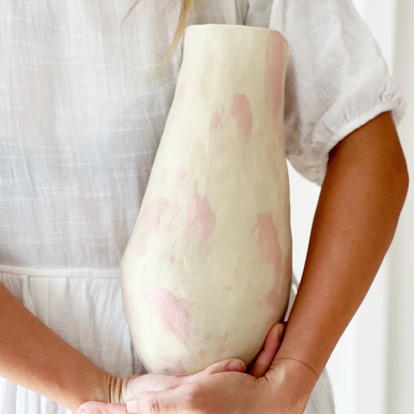 Ready to ship: Pink on Cream Bud Vase