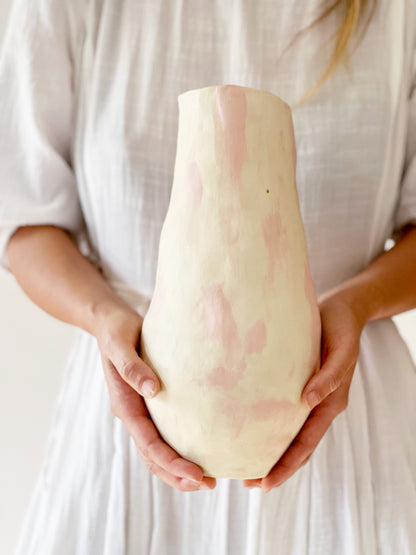 Ready to ship: Pink on Cream Bud Vase