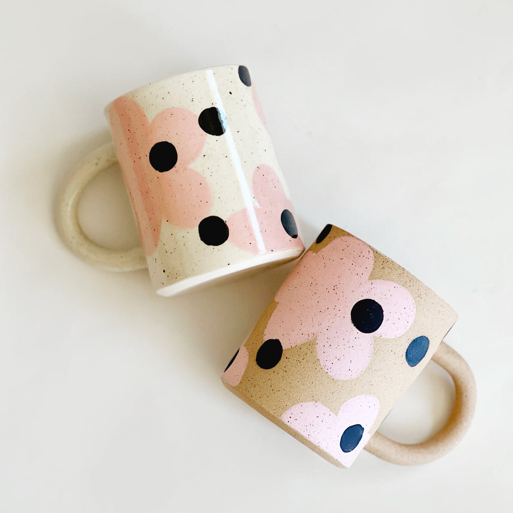 Large Dots over Flower Mug