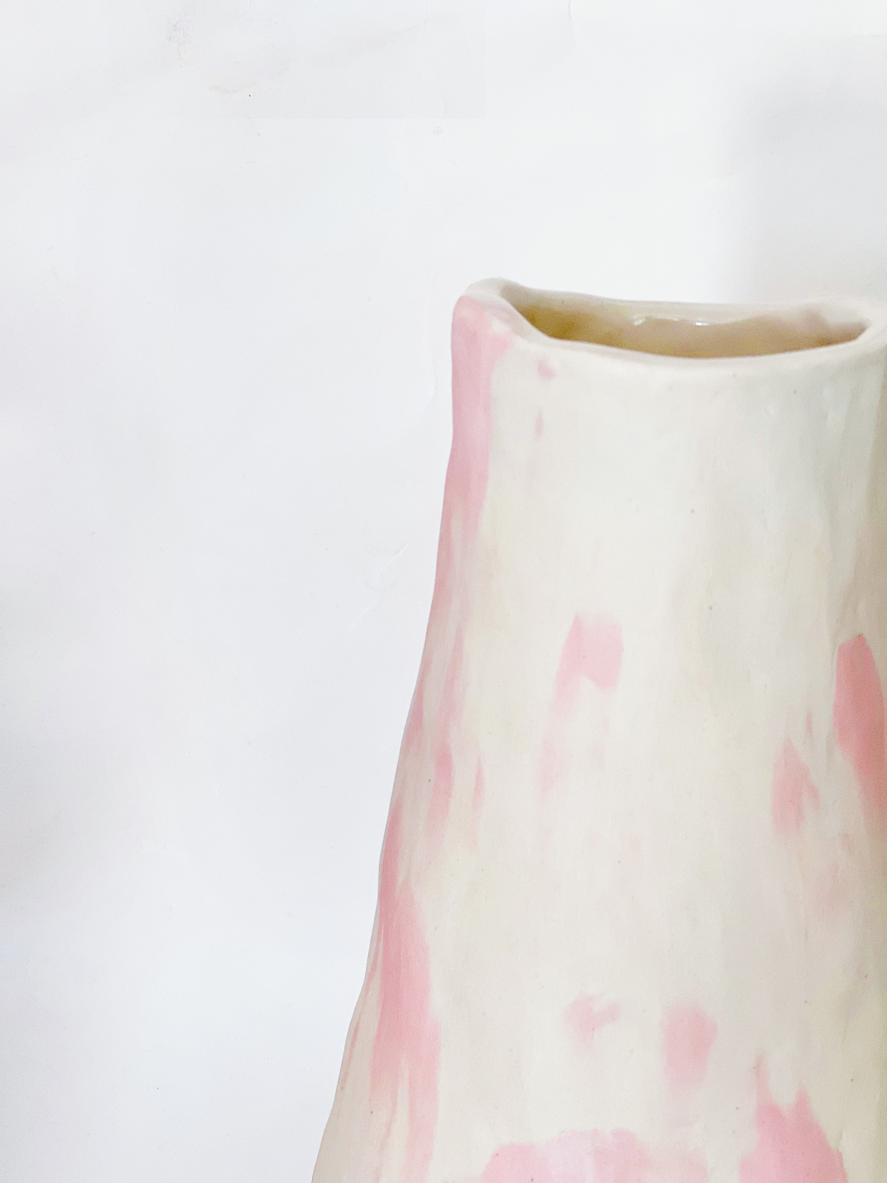 Ready to ship: Pink on Cream Bud Vase