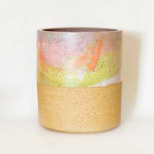 6" Half Rainbow Marbled on Speckled Planter