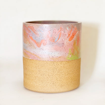 6" Half Rainbow Marbled on Speckled Planter