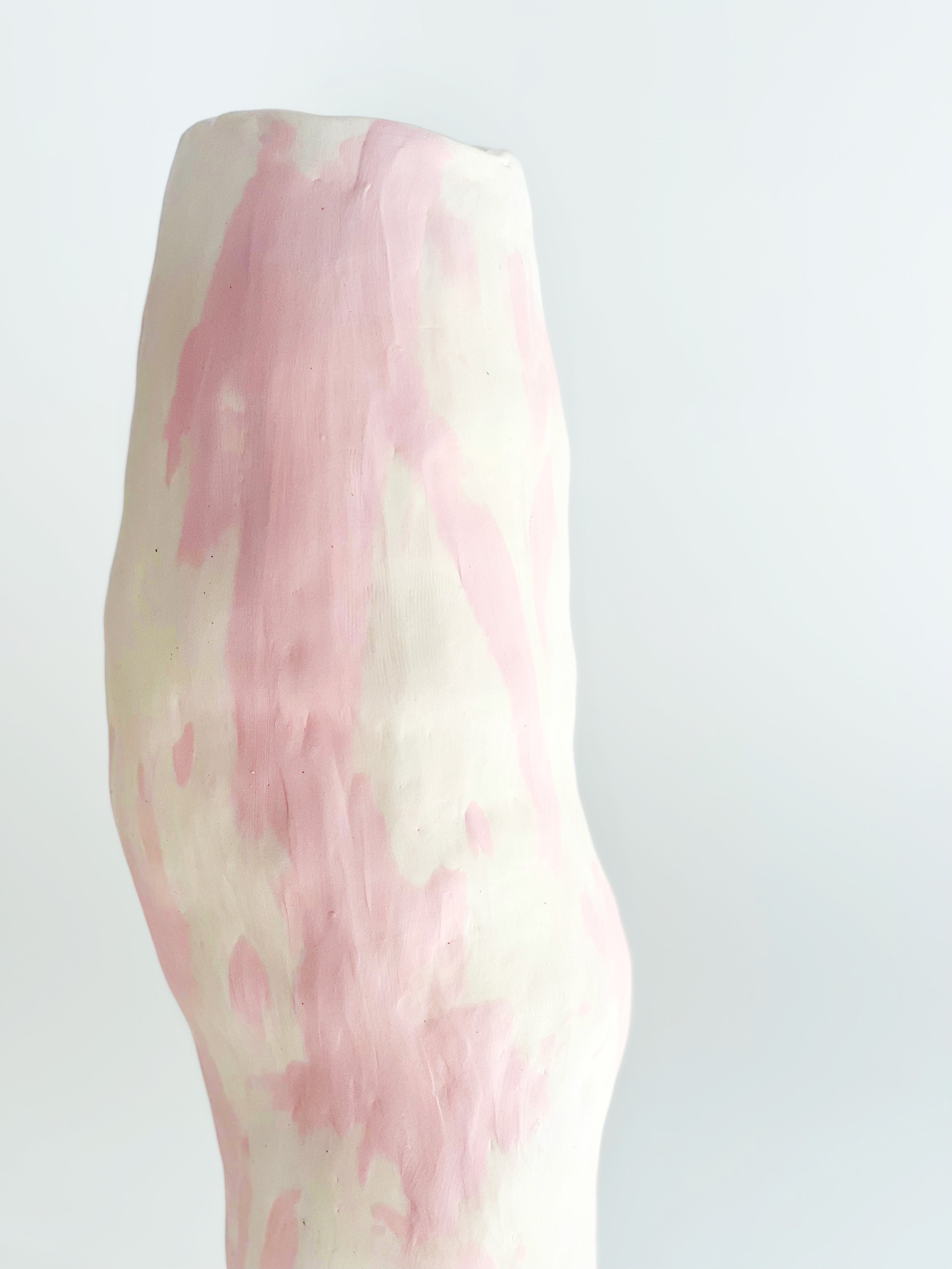 Ready to ship: Tall Pink on Cream Flow Vase