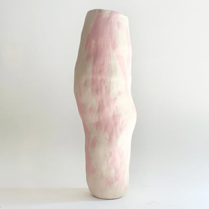 Ready to ship: Tall Pink on Cream Flow Vase