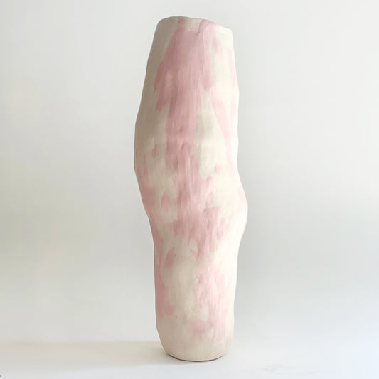 Ready to ship: Tall Pink on Cream Flow Vase