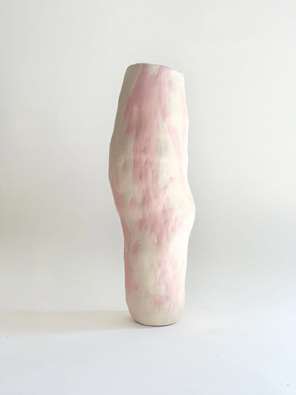 Ready to ship: Tall Pink on Cream Flow Vase