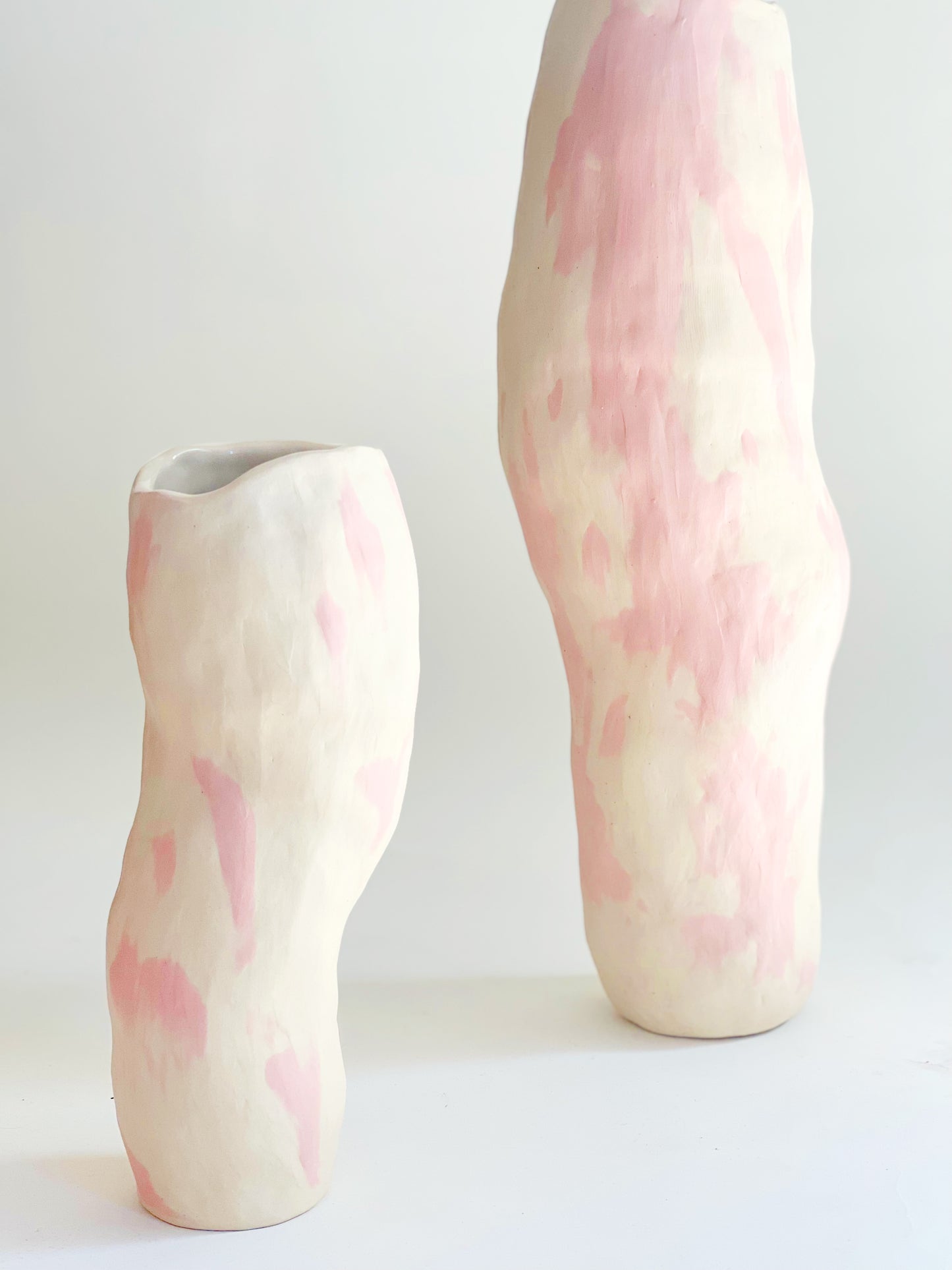 Ready to ship: Tall Pink on Cream Flow Vase