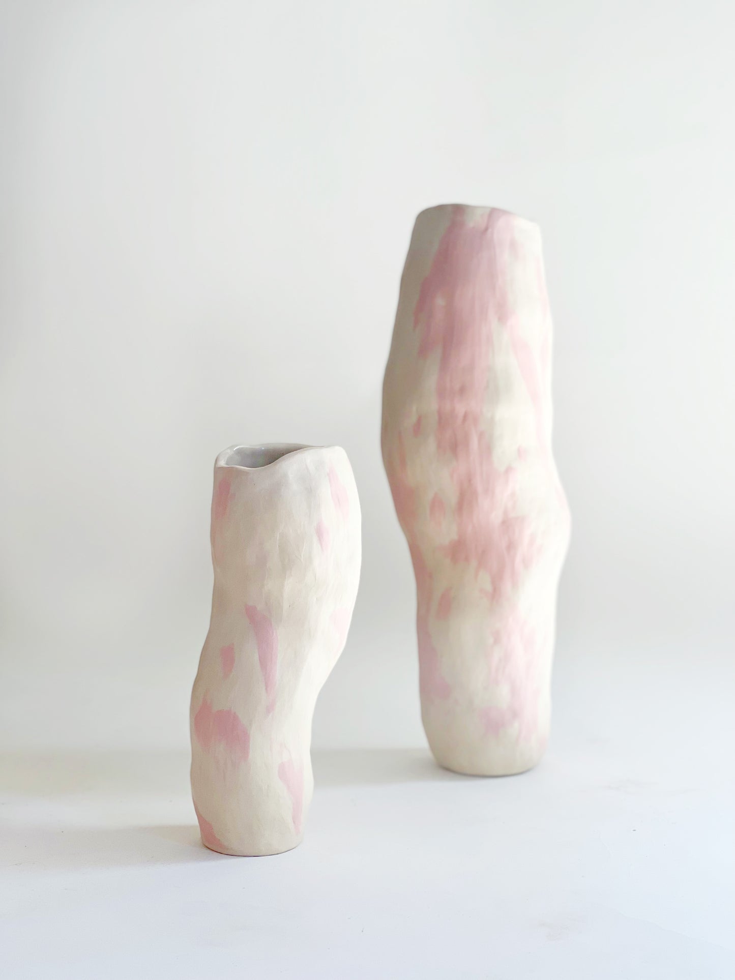 Ready to ship: Tall Pink on Cream Flow Vase