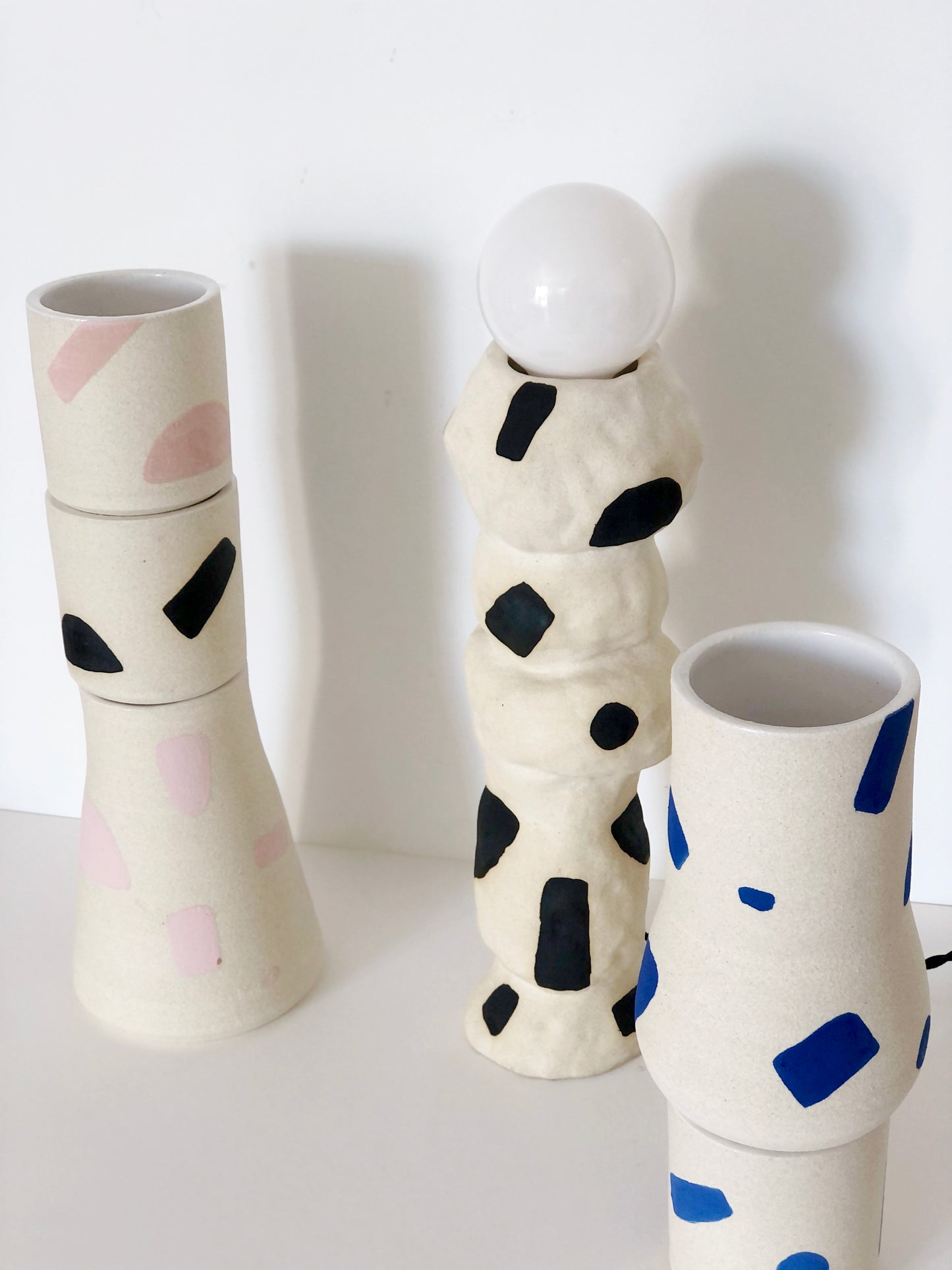 Pink Shape on White Vases