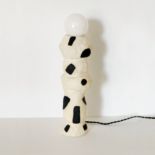 Dimmable Balance Handbuilt Table Lamp (Black on white) - Made to Order