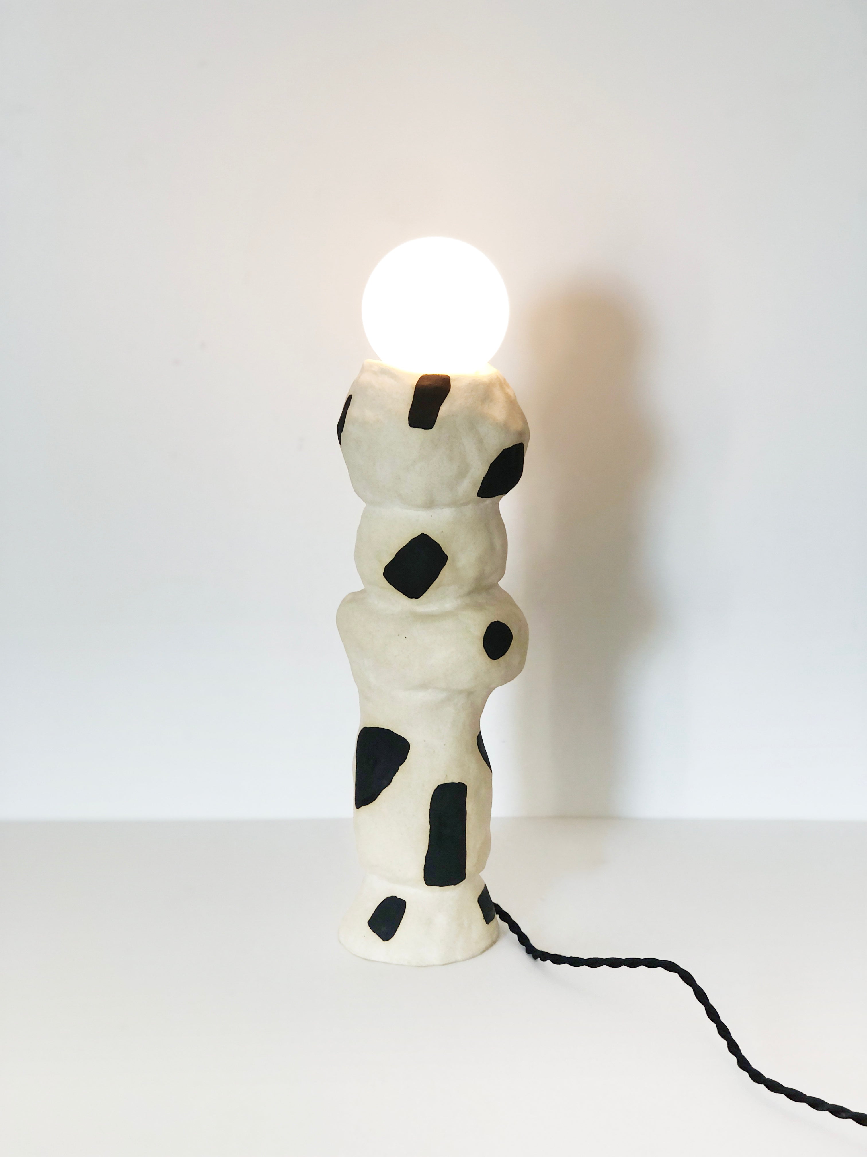 Dimmable Balance Handbuilt Table Lamp (Black on white) - Made to Order