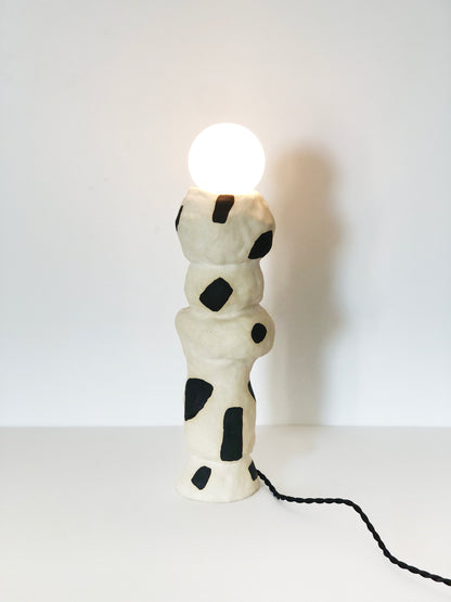 Dimmable Balance Handbuilt Table Lamp (Black on white) - Made to Order