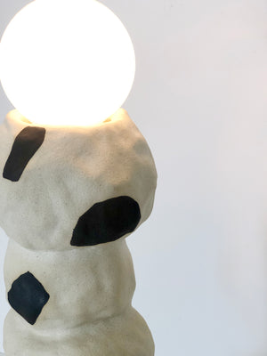 Dimmable Balance Handbuilt Table Lamp (Black on white) - Made to Order