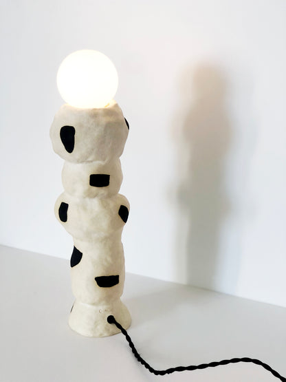 Dimmable Balance Handbuilt Table Lamp (Black on white) - Made to Order