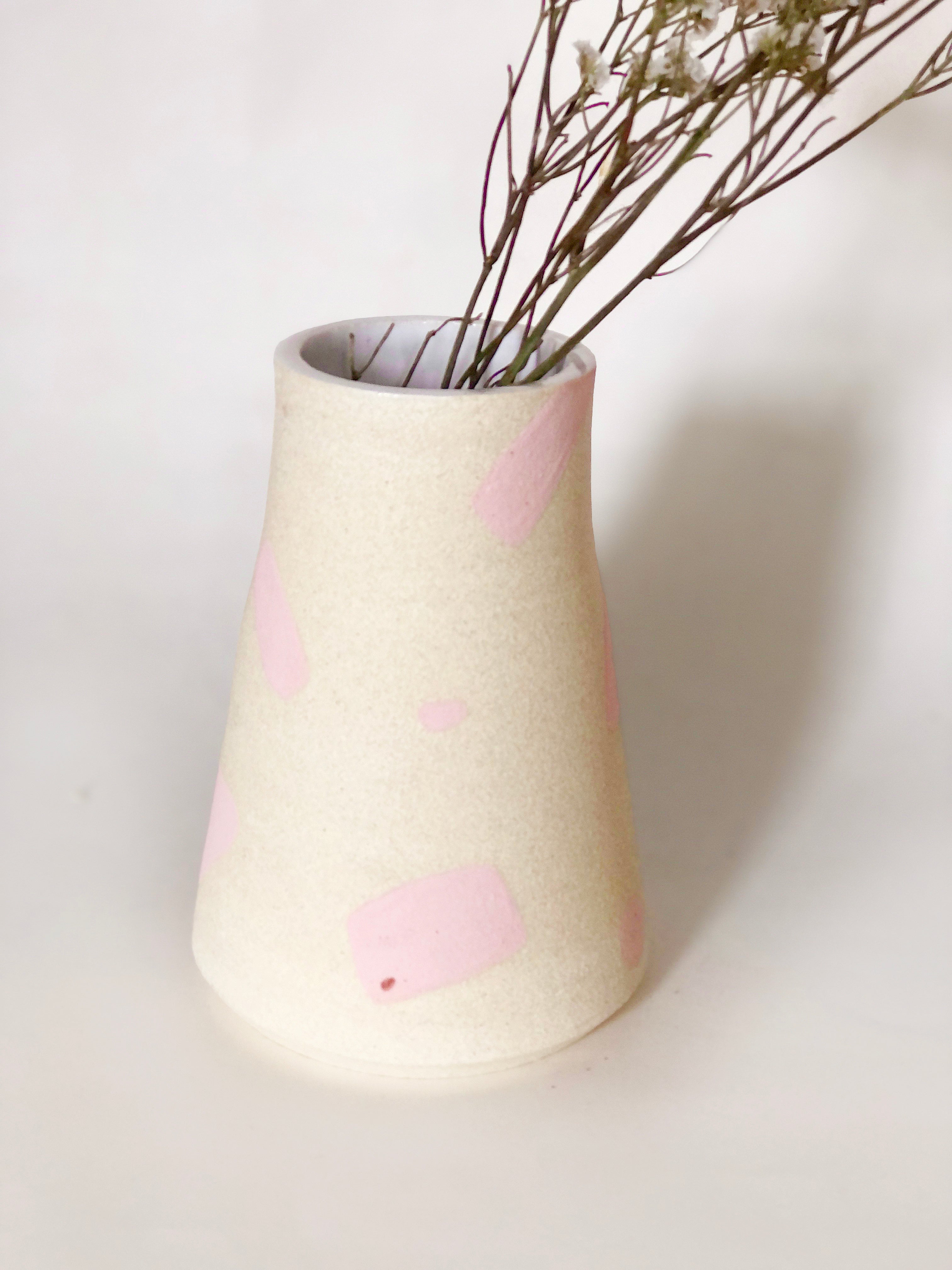 Pink Shape on White Vases