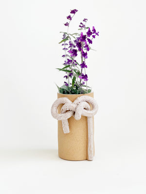 Textured White Bow Vase