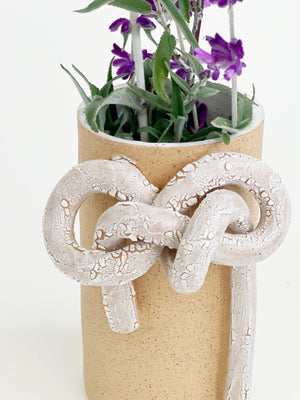 Textured White Bow Vase