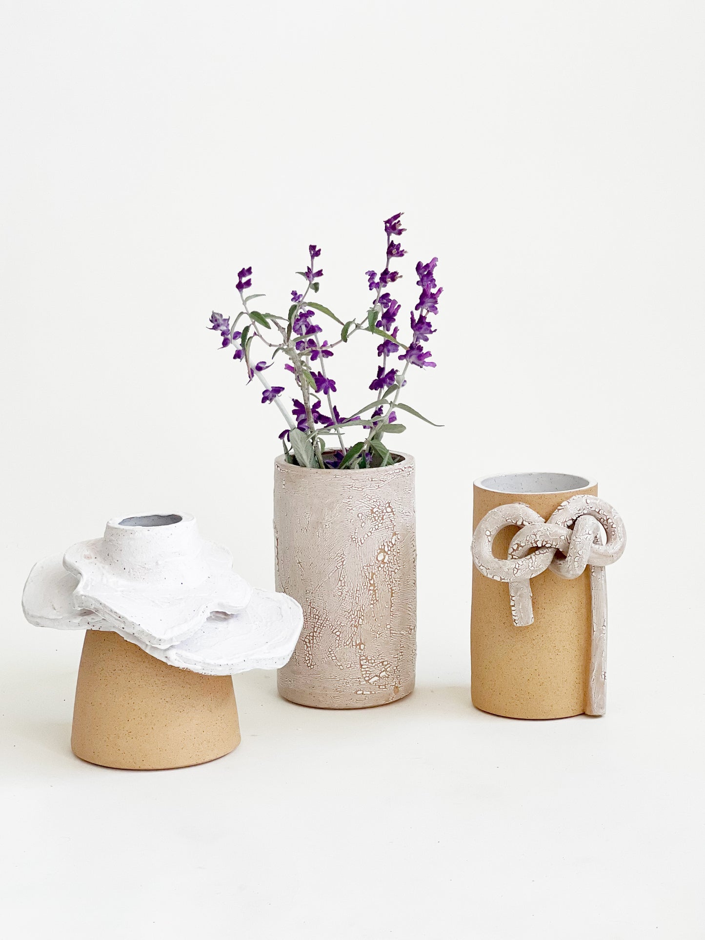 White Texture Petals Cone Vase